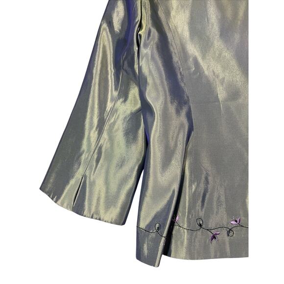 Anthea Crawford Jacket AU16 US12 Green Satin Shimmer Embroidered Floral Beaded - Picture 5 of 14